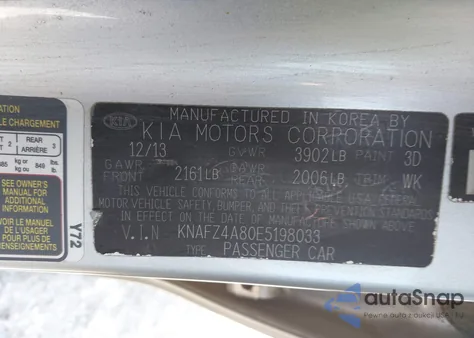 2014 Kia Forte Ex из США, поврежденный, VIN KNAFZ4A80E5198033